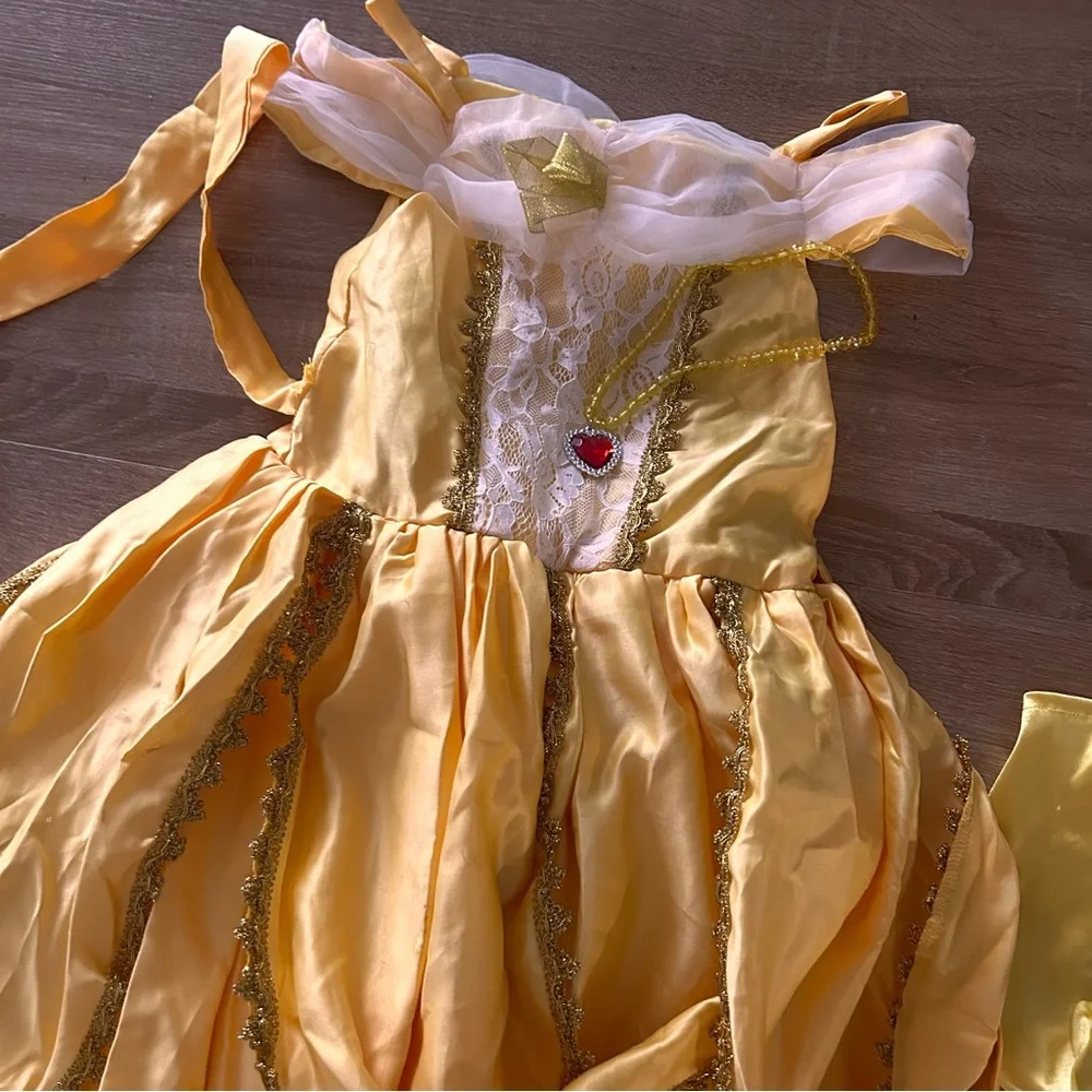 Disney Gold Princess belle beauty and the beast Halloween Costume Kids 8-10 L